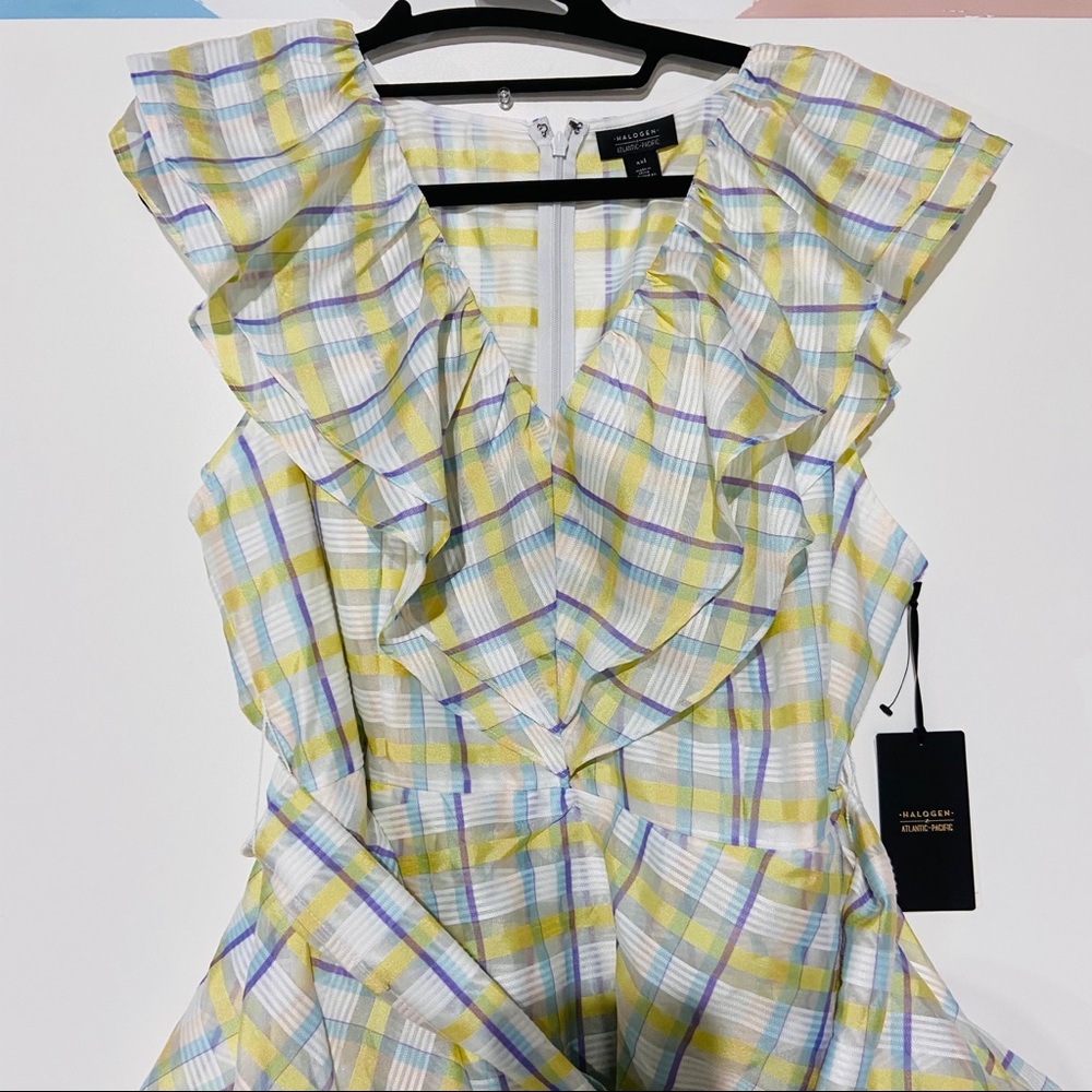 Halogen X Atlantic-Pacific Bow Plaid Ruffle Dress - Picture 3 of 7